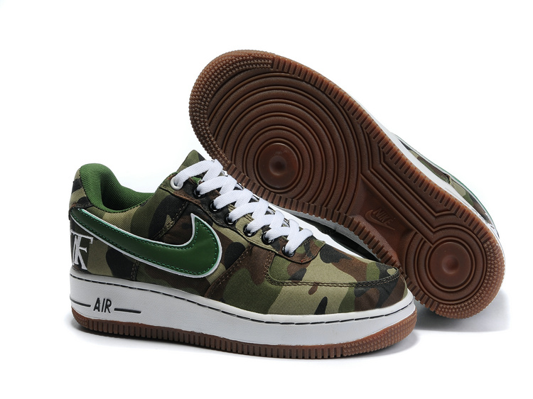 Nike Air Force Camouflage Af1 Nouveaux Hommes Bruns